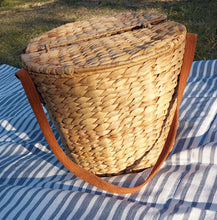Load image into Gallery viewer, Picnic basket- Robert Gordon woven basket with tan suede handles
